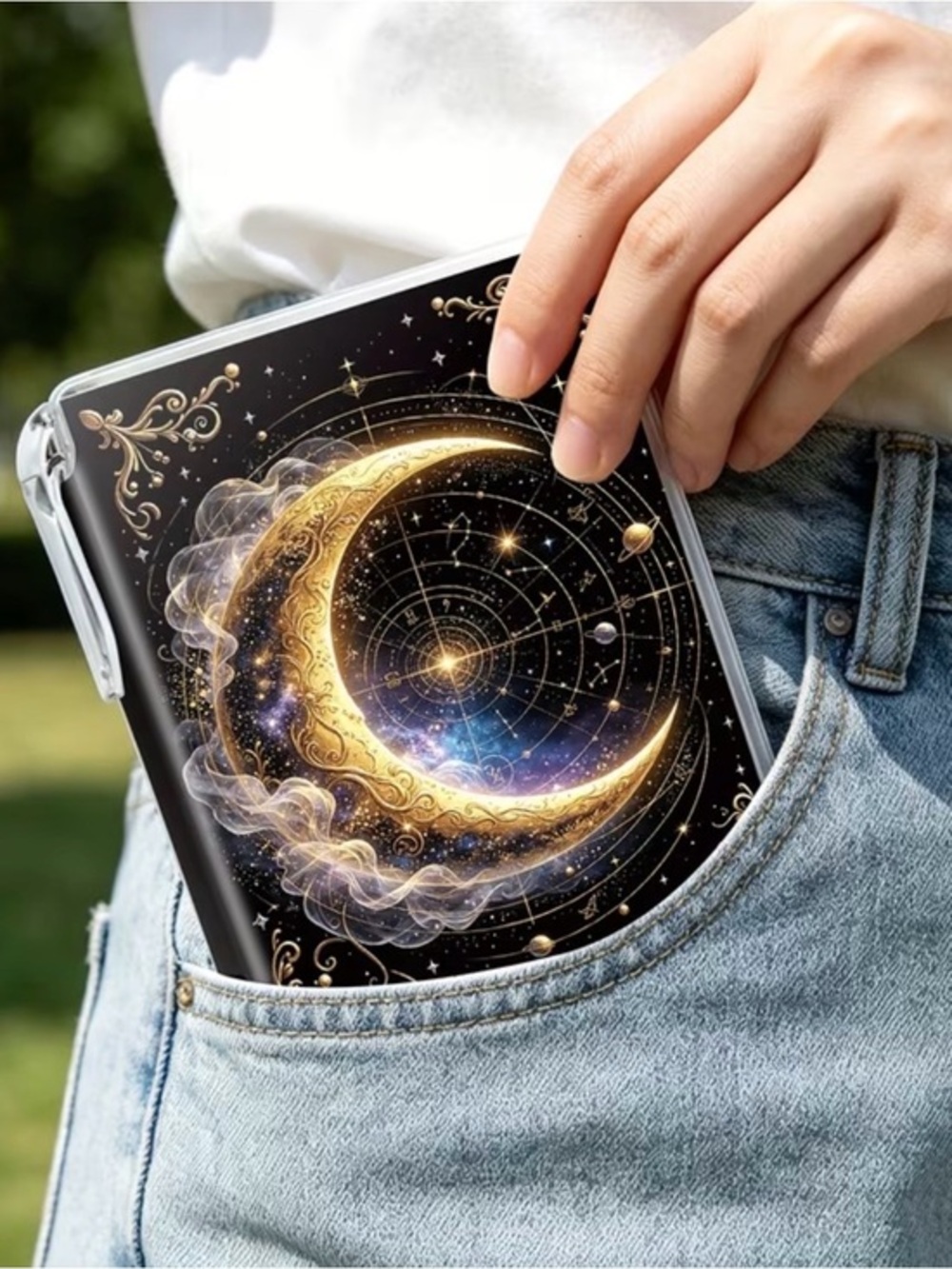 Moon & Sun Floral Small Journal Hardcover – Multicolor Black Gold